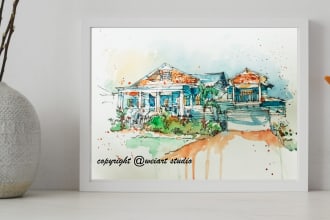 create watercolour illustration of your house or building