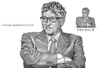 draw portrait illustration in vintage style or engraving