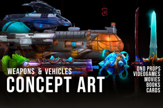 paint concept art for weapons, vehicles and objects