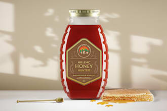 design honey label with nutrition facts and product listing images