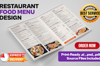 design an editable restaurant menu, digital menu, food menu