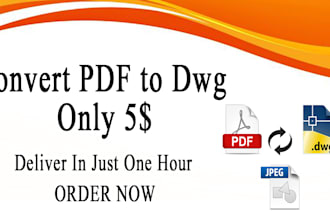 convert sketch or pdf to autocad dwg file in 1 hour