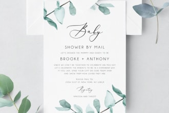 design baby shower invitation and birthday invitation