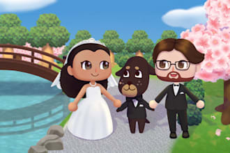 draw you as an animal crossing or hello kitty island adventure character