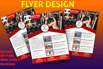 do sports flyer, food flyer, and graphic flyer design with business card design