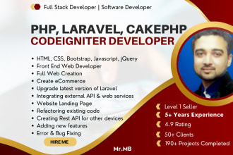 fix, develop and customize php,laravel, codeigniter, cakephp