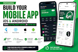 build your ios and android mobile app using flutter, react native, or native dev