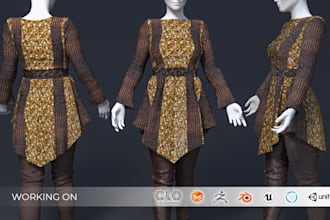 make 3d clothing mockup, 3d garments, 3d nft fashion in marvelous design clo3d