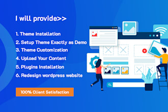 do wordpress installation and demo upload and theme, plugin, customize