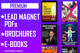 design bifold trifold brochure, lead magnet pdfs, workbook