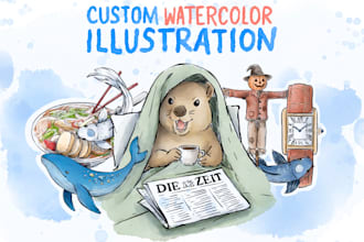 create custom watercolor object illustration