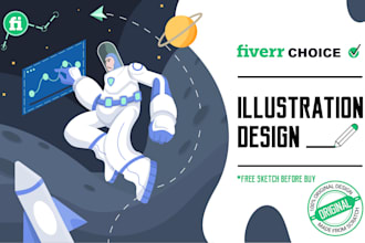 draw custom modern illustration for UI website or mobile app