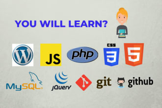 teach PHP, wordpress, js, HTML, CSS, online coding lessons