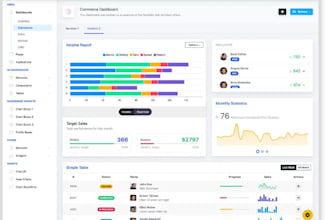create admin dashboard and interactive data visualizations