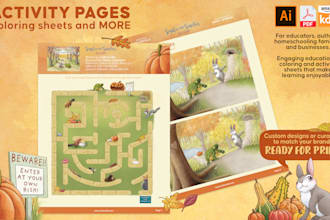 design and illustrate custom coloring or activity sheets