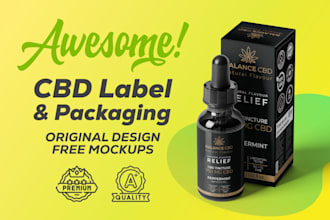 cbd label design, hemp oil label, bottle label, packaging design