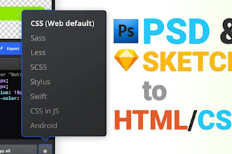 convert psd or sketch design into responsive html css