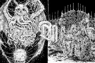 create detailed hand drawn dark art and blackwork