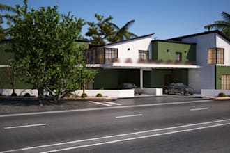 design house front elevation exterior 3d rendering