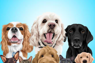 draw high quality your pet to cartoon vector