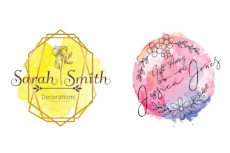 design beautiful hand drawn watercolour feminine logo