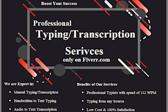 do quick text to text transcription and manual typing jobs