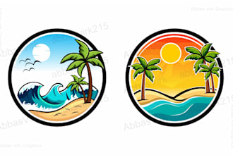 design beach landscape and lawncare logo