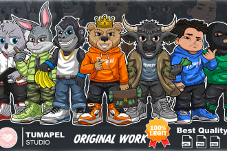 draw custom clothing cartoon character illustration and graphic t shirt design