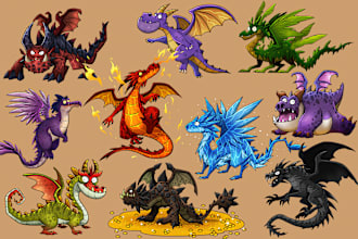 draw cartoon for character, monster, dragon