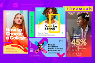 design your social media posts, covers or ad creatives