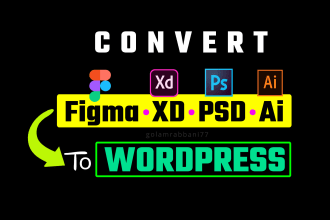 convert figma, xd, PSD to wordpress website by  elementor pro