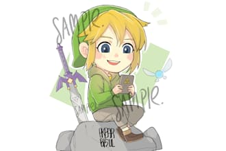 draw anime chibi illustration art for you