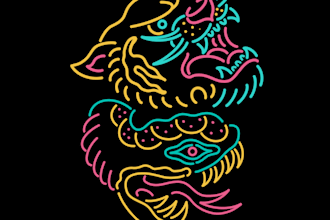 do black or simple linework or neon illustartion for tshirt