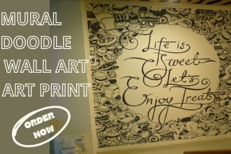 create digital illustration for wall mural design