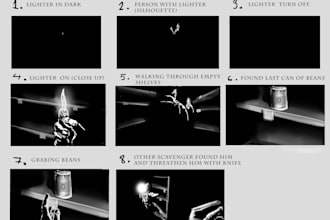 epic storyboard or one page of comics