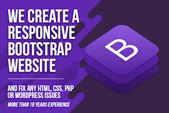 create a responsive PHP or HTML bootstrap website