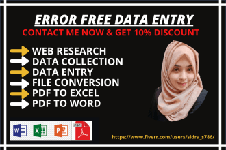 do error free data entry and PDF conversion to word excel