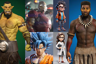 create 3d character modeling for games, films, 3d printing, rigging
