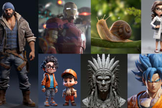 sculpt 3d character modeling for 3d printing, rigging, games