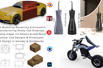 do 3d model product design cad drawing rendering  animation