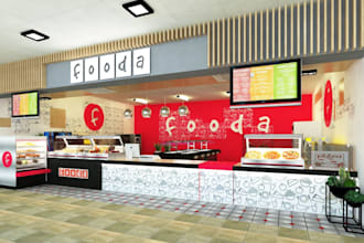 design shops, restaurants, cafes, stores