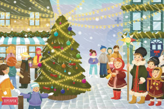 create bright children illustration free revisions