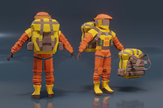 model a low poly 3d character with rig