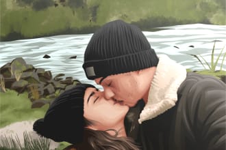 draw couple portrait illustration from photo