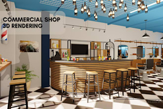 interior design and 3d render your commercial shop