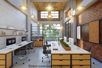 design and 3d render your office space interior
