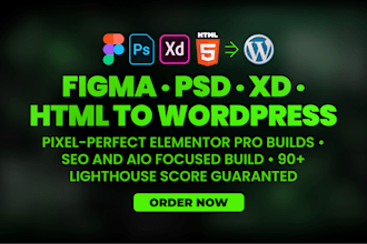 convert figma to wordpress, PSD, xd to wordpress using elementor pro