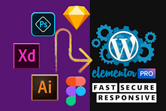 convert PSD, xd, figma to wordpress using elementor pro