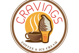 design ice cream and shop logo with satisfaction guaranteed