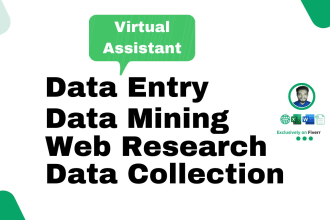 be virtual assistant for data entry data collection copy paste web research task